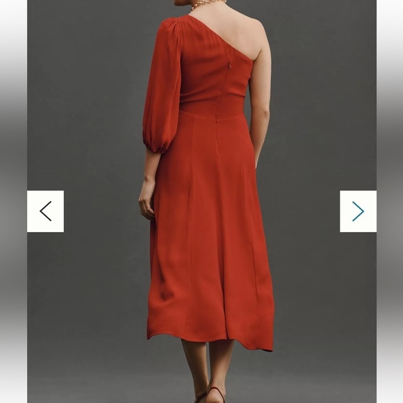 Reformation Lawrence Red Asymmetrical One-Shoulder Cocktail Dress Sz 12 - Picture 2 of 16